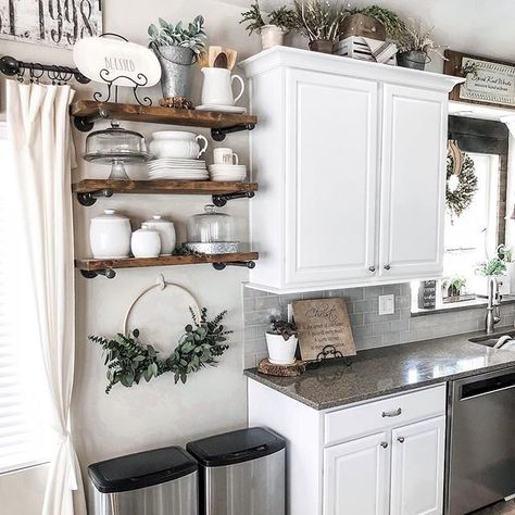 Modern Board & Batten Wall for the Home Gym - CityGirl Meets FarmBoy Shelves In Kitchen, Interior Design Blogs, Farmhouse Interior Design, Open Kitchen Shelves, Classic Kitchen, Design Room, Farmhouse Interior, Farmhouse Style Kitchen, Modern Farmhouse Kitchens