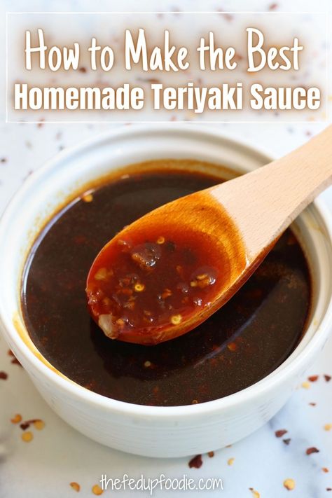 Homemade Teriyaki Sauce recipe made with soy sauce, brown sugar, garlic and ginger. This easy and healthy sauce is wonderful for chicken, salmon, noodles, veggies, stir fry and kabobs.  #TeriyakiSauce #TeriyakiSauceRecipe ##TeriyakiSauceEasy #TeriyakiSauceChicken #TeriyakiSauceForSalmon #SimpleTeriyakiSauce #BestTeriyakiSauce #QuickTeriyakiSauce Teriyaki Sauce Recipe Easy, How To Make Teriyaki Sauce, Homemade Teriyaki Sauce Easy, Spicy Teriyaki Sauce Recipe, Teriyaki Sauce Easy, Teryaki Sauce, Spicy Teriyaki Sauce, Easy Teriyaki Sauce, Easy Teriyaki Sauce Recipe