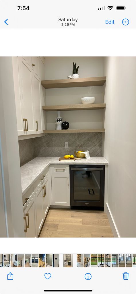 Water Cooler In Pantry, Pantry And Breakfast Nook, Pantry With Built In Microwave, Small Pantry With Fridge, Pantry With Drink Fridge, Beverage Fridge In Pantry, Simple Butlers Pantry, Walk In Pantry With Microwave, Walkin Pantry Cabinet Ideas