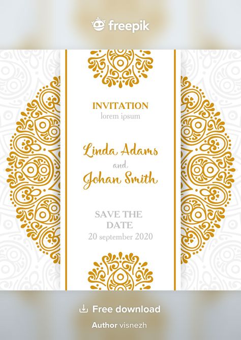 Vintage wedding invitation with mandala ... | Free Vector #Freepik #freevector #flower #wedding #wedding-invitation #vintage Indian Wedding Vector, Free Invitation Maker, Vintage Wedding Invitation Cards, Planner Logo Design, Event Planning Themes, Event Planning Organization, Event Planning Printables, Online Invitation Card, Free Wedding Cards