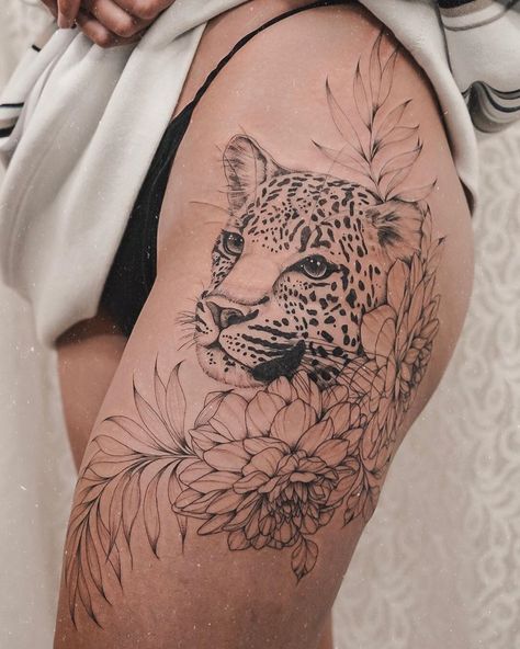 Gee Hawkes🌹 on Instagram: “Thankyou to my absolutely beautiful girlfriend @katie_franksx for trusting me with this full thigh/side piece, you are an angel and I love…” Thigh Tattoos Women Animal, Leopard Tattoo Ideas, Lace Thigh Tattoos, Leopard Print Tattoos, Upper Thigh Tattoos, Leopard Tattoo, Girl Thigh Tattoos, Pin Up Girl Tattoo, Leopard Tattoos