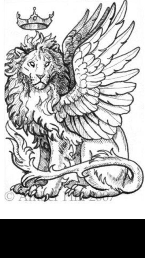 Illustrative Lion Tattoo, Lion Wings Tattoo, Winged Lion Tattoo, Infernal Divine, Bro Tattoos, Pop Painting, Alchemy Tattoo, Monogram Wallpaper, Medieval Tattoo