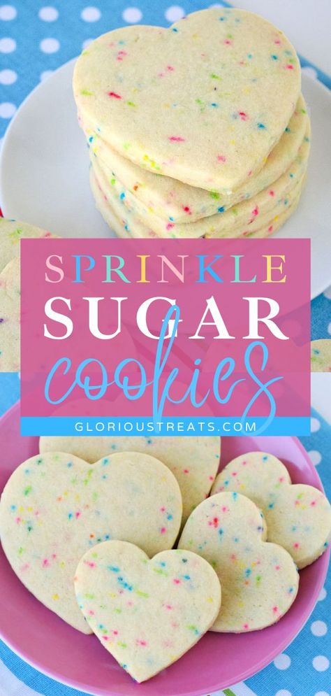 Sprinkle Sugar Cookies, Easter cookies, Easter desserts Sugar Cookie Shapes, Sprinkle Sugar Cookies, Cut Cookies, Cookies With Sprinkles, Rolled Sugar Cookie Recipe, Valentine Food, Sugar Cookies With Sprinkles, Joy Cookies, Cut Out Cookie Recipe