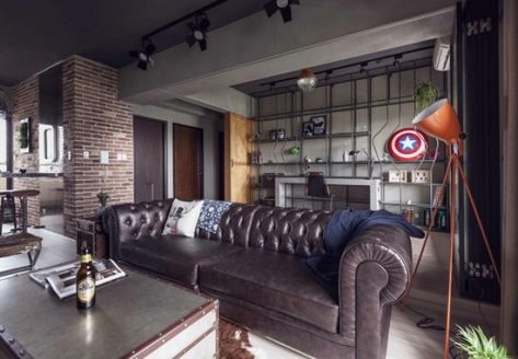 At home with Steve Rogers An #Avengers Ambient Noise Mix with 8Tracks Playlist Industrial Loft Apartment, Bachelor Pad Style, Bachelor Apartments, Apartment Decoration, Interior Design Rustic, Diy Apartment Decor, Bachelor Pad, Industrial Loft, Loft Apartment