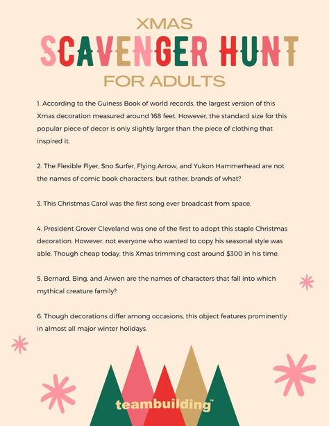 9 Best Holiday Scavenger Hunt Templates in 2021 (Printable!) Christmas Scavenger Hunt Ideas, Indoor Christmas Scavenger Hunt, Holiday Scavenger Hunt, Guiness Book Of World Records, Book Scavenger Hunt, Scavenger Hunt Template, Scavenger Hunt Ideas, Christmas Party Activities, 2023 Printable