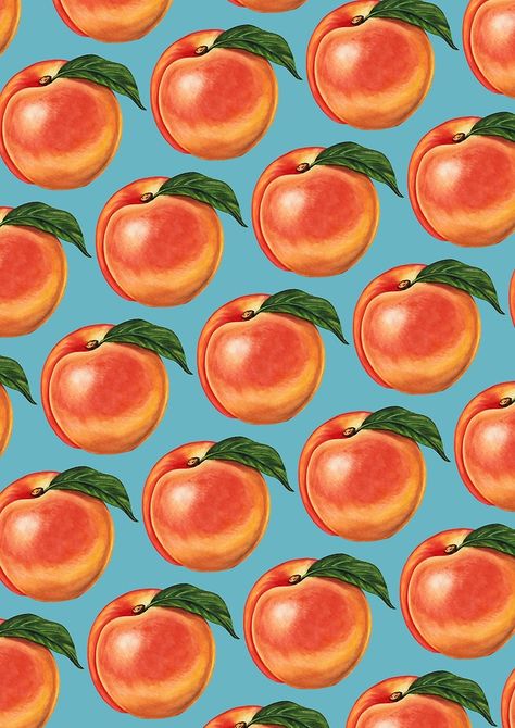 Peaches Graphic, Kelly Gilleran, Wallpaper Fruit, Peachy Aesthetic, Aesthetic Peach, Peach Illustration, Peach Graphic, Peach Print, Peach Pattern