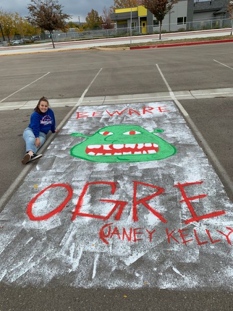 Senior Square Painting Ideas, Senior Parking Spaces Funny, Highschool Parking Spot Ideas, Painted Parking Spaces Ideas, Senior Spots, Senior Era, Parking Ideas, Parking Lot Painting, Senior Year Fun