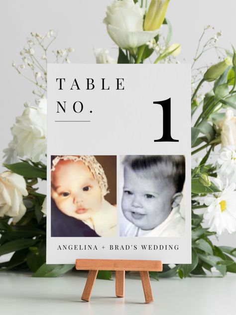 Pictures Of Bride And Groom On Tables, Wedding Picture Centerpieces, Table Numbers Age Of Bride And Groom, Wedding Table Numbers Childhood Pictures, Age Table Numbers Wedding, Table Markers Wedding, Table Numbers Pictures, Picture Centerpiece Ideas, Wedding Table Numbers With Pictures