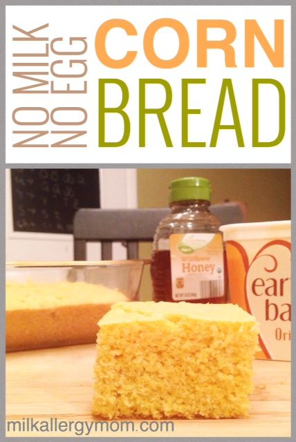 No milk and no egg cornbread. Made from scratch but incredibly easy. Top with honey and dairy-free butter. Recipes Without Eggs And Dairy, Cornbread No Milk, Cornbread Recipe No Milk, Cornbread Recipe No Eggs, No Egg Bread Recipe, Cornbread Recipe Without Eggs, Egg Free Cornbread Recipe, Vegan Cornbread Recipe, Easy Homemade Cornbread