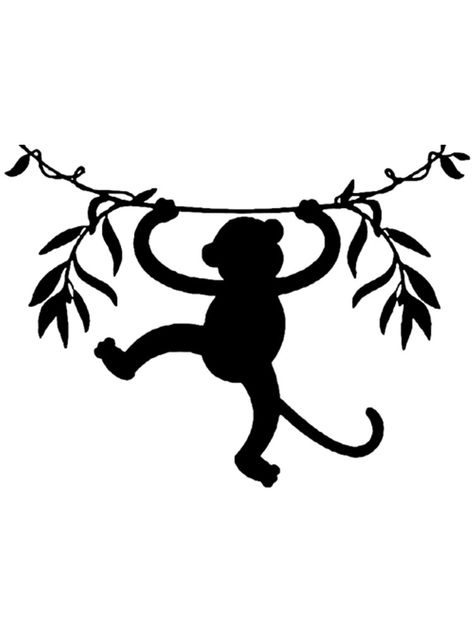 Jungle Logo, Monkey Silhouette, Monkey Stencil, Monkey Line Drawing, Monkey Svg, Monkey Template Free Printable, Monkey Outline, Monkey Sillouhette, Hanging Monkey Template