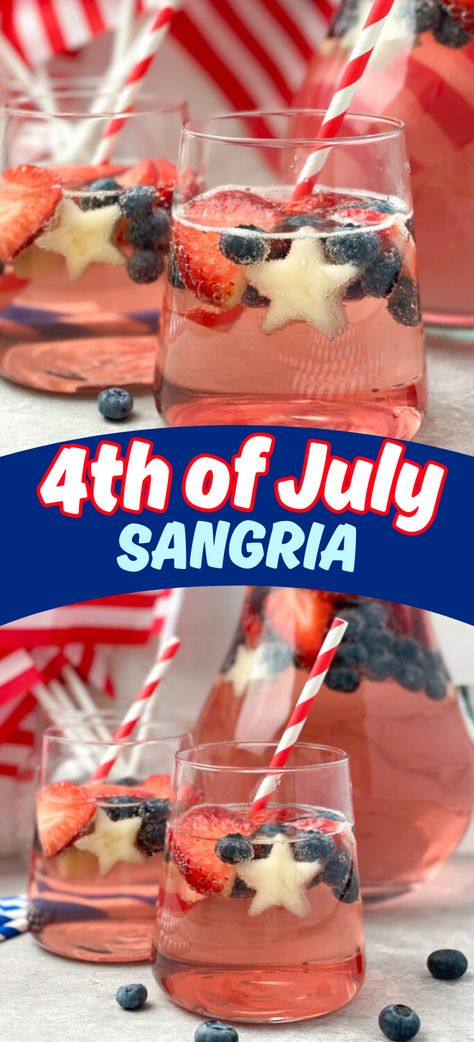 Red White And Blue Sangria – is a patriotic drink that is perfect to serve for a large crowd. It’s a sweetened, refreshing cocktail recipe perfect for celebrating the 4th of July. Patriotic sangria recipe that is going to be loved at your red, white and blue party! 4th of July cocktails, 4th of July drinks, red white and blue cocktails. Sangria Recipes 4th Of July, July 4th Sangria Recipes, 4 Of July Drinks Alcohol, Fourth Of July Alcoholic Punch, Red White And Blue Brunch, Large Batch 4th Of July Cocktail, 4th Of July Sangria Recipes, 4th Of July Cocktail Recipes, 4th Of July Pitcher Drinks