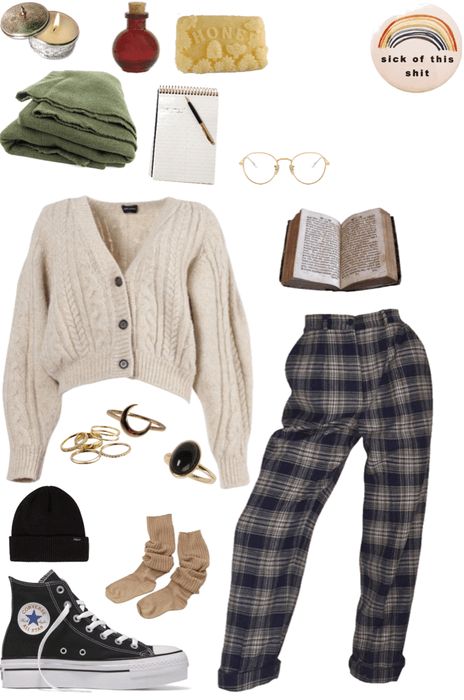 February 20 Outfit | ShopLook Casual Artsy Outfits, Vintage Artsy Outfit, Arthoe Aesthetic Outfit, Artsy Outfit Aesthetic, Artsy Outfit Ideas, Artsy Style Outfits, Academia Outfits, Academia Style, Artsy Outfit