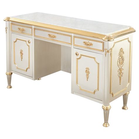 Marble Top Desk, Fancy Desk, French Style Desk, French Farmhouse Table, Storage Doors, French Neoclassical, Home Goods Furniture, Marble Desk, Maison Jansen