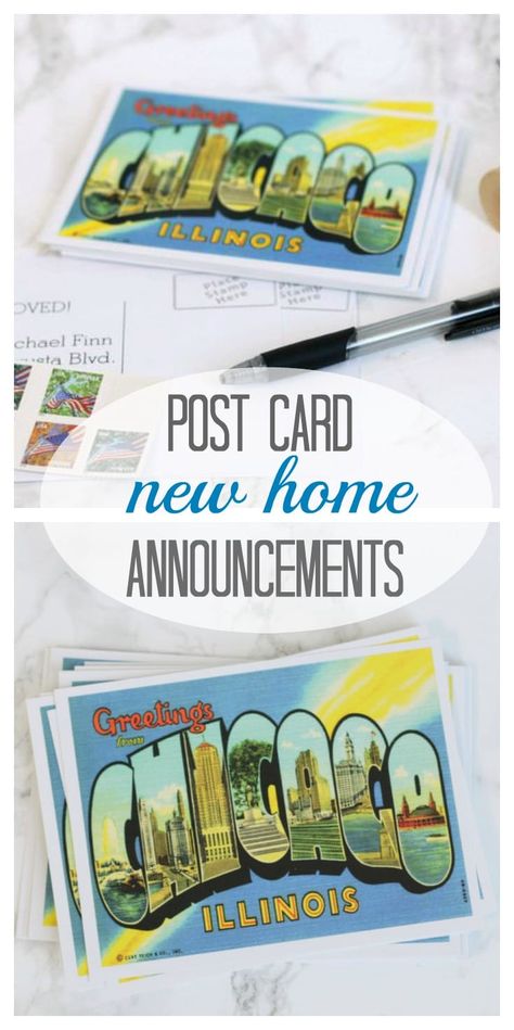 Simple and Fun New-Home Announcements | The DIY Playbook New Home Announcements Ideas, New Home Announcements, Housewarming Wishes, New Home Announcement, Moving New House, Instagram Post Captions, Realtor Signs, Moving Announcement Postcard, Richmond American Homes