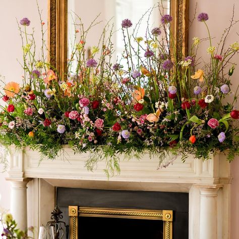 Flowers On Mantle Wedding, Wedding Flowers Mantle, Floral Mantle Wedding, Mantle Floral Arrangements Wedding, Mantle Wedding Flowers, Mantel Floral Arrangements Wedding, Wedding Mantel Flowers, Fireplace Floral Arrangements, Mantle Floral Arrangements