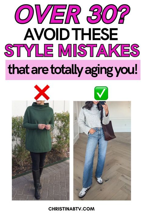 Are Millennial Fashion Style Mistakes making you look older? This Women's Fashion guide highlights the most common fashion errors that age your appearance and offers easy fixes. Learn how to enhance your Women's Style with modern updates that will keep your look youthful, fresh, and fashionable. Millennial Outfit Updates, Modern Millennial Outfits, Millennial Fashion Update, Updating Millennial Outfits, How To Look Older, Youthful Outfits, Women's Style Tips, Fashion Mistakes Woman, Millennial Outfit