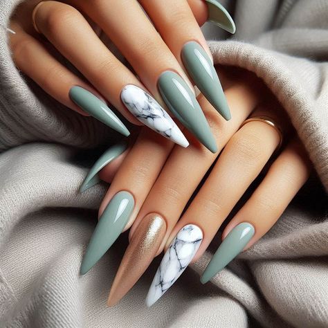 🌿 17+ Stunning Green Nail Ideas You Need to Try Right Now! 💅 Green Marble Nails, Matte Green Nails, Sage Green Nails, Green Nail Ideas, Green Nail, Matte Green, Marble Nails, Green Marble, Green Nails