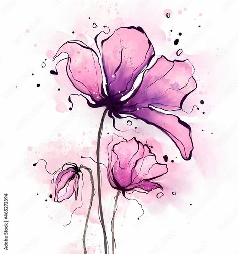 Abstract Watercolor Animals, Flower Sketches Simple, Learn Watercolor Painting, Watercolor Flowers Tutorial, Watercolor Paintings For Beginners, Pattern Watercolor, Diy Watercolor Painting, Watercolor Flower Art, Easy Art