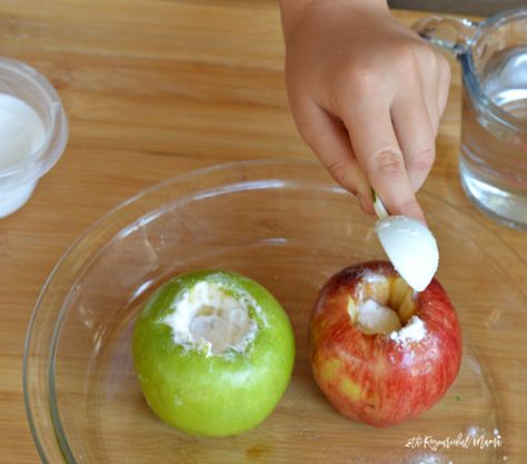 Apple Lesson Plans, Apple Science Experiments, Science Projects For Preschoolers, Science Activity For Kids, Types Of Apples, Fall Science, Vinegar And Baking Soda, Apple Lessons, Chocolate Covered Apples