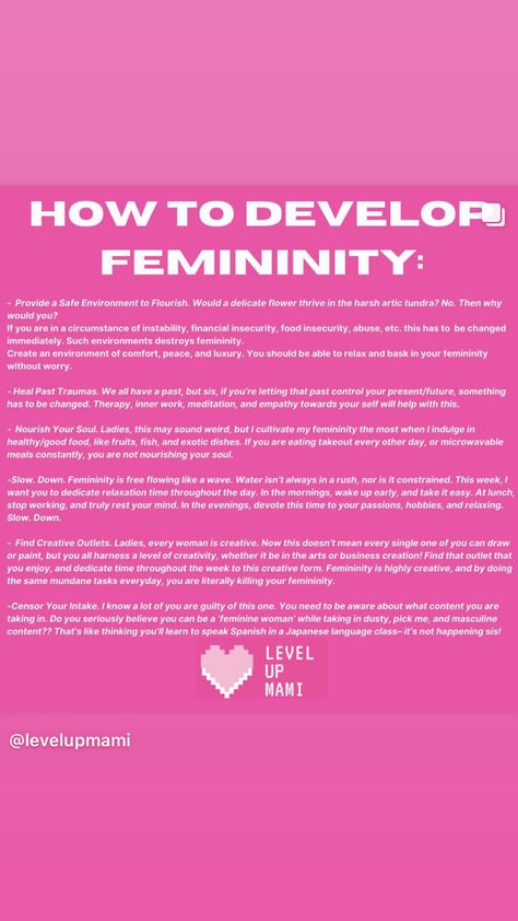 Feminine Tips, How To Be More Feminine, Femininity Tips, Divine Feminine Spirituality, Be Irresistible, Baddie Tips, Charm School, Black Femininity, Feminine Power