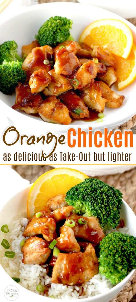 This Orange Chicken recipe is a lighter version of the traditional take-out favorite. Tender chicken pieces are pan seared then smothered in the most delicious sweet and sticky orange sauce.#lemonblossoms #Chinese #chicken #dinner #skinny #homemade #easy #healthy #skillet Healthy Skillet, Chicken Orange, Baked Orange Chicken, Orange Chicken Sauce, Healthy Orange Chicken, Easy Orange Chicken, Orange Chicken Crock Pot, Chicken Chinese, Chinese Chicken Recipes