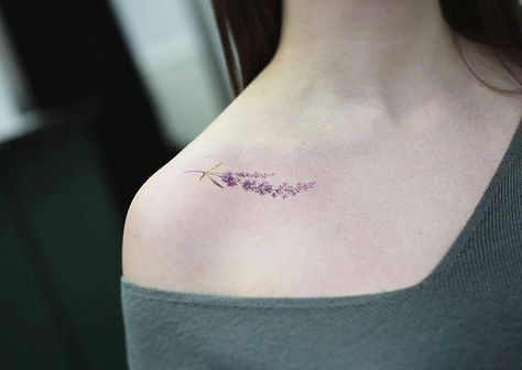 Small Flower Tattoo, Baby Tattoo Designs, Lavender Tattoo, Tattoo Back, Bone Tattoos, Text Tattoo, Collar Bone Tattoo, Baby Tattoos, Henna Tattoo Designs