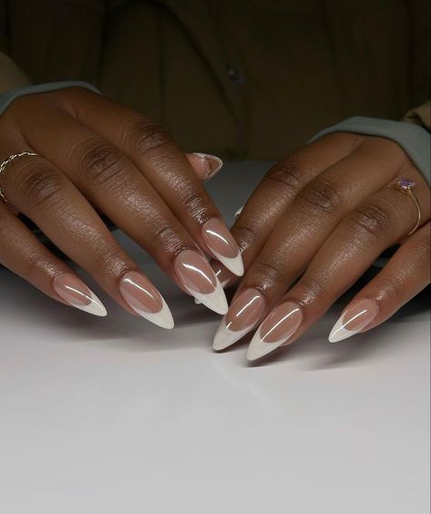 Apres French Nails, Glaze French Tip Nails, Glazed French Tip, Glazed French Tip Nails, Round French Tip Nails, Tip Nails Designs, French Manicure Acrylic Nails, Tip Nail Designs, French Tip Nail Designs