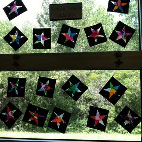 Twinkle twinkle little stars:) Twinkle Twinkle Little Star Eyfs Activities, How To Catch A Star Eyfs Activities, Twinkle Twinkle Little Star Activities, Eyfs Space, Star Activities, Tissue Paper Collage, Nursery Rhyme Crafts, Nursery Rhyme Theme, Nursery Rhymes Activities