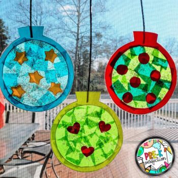 Holiday Ornament | Window Decor Suncatcher | Christmas Ornament | TpT Kids Christmas Decorations Crafts, Paper Cup Christmas Ornaments, Winter Crafts For Second Grade, Suncatcher Christmas Ornaments, Window Preschool Decoration, Cellophane Christmas Craft, Holiday Art For Preschoolers, Snowman Suncatcher Craft, Toddler Made Ornaments