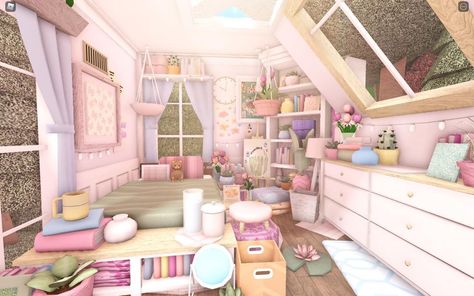 Bloxburg Blush House, Preppy Bloxburg, Danish Bedroom, Blush House, Coquette House, Bloxburg Interior Ideas, Bloxburg Building Ideas, Bloxburg Inspiration, Aesthetic Bloxburg