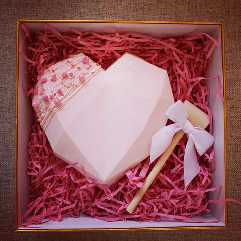 Love Chocolate Heart, Break Chocolate Heart, Breakable Chocolate Heart Ideas Inside, Pink Breakable Heart, Breakable Heart Valentines Day, Smash Chocolate Heart, Smashable Heart Chocolate, Chocolate Heart With Hammer, Breakable Chocolate Heart Ideas