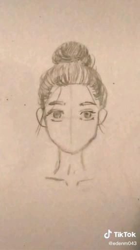 How To Sketch Hair, Messy Bun Drawing, Bun Drawing, Drawing Tutorial Face, A Messy Bun, Girl Drawing Sketches, Japanese Tattoos, Drawing Faces, Makeup Eyes