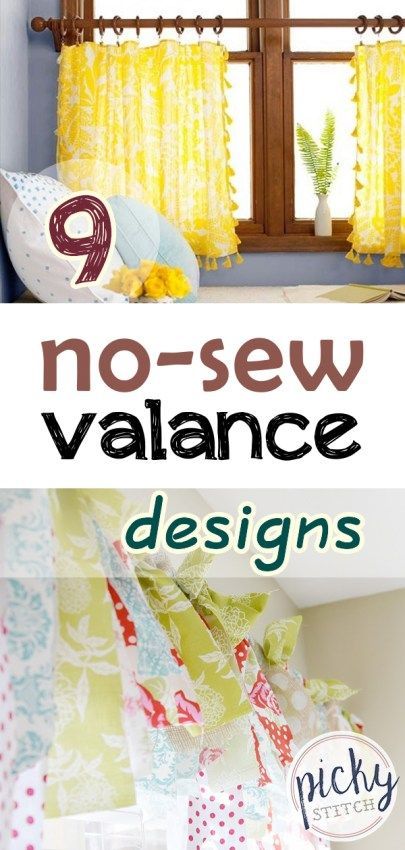 9 No-Sew Valance Designs No Sew Valances For Windows, Diy Valances For Windows, Sewing Curtains Valance, Ikea Craft Storage, No Sew Valance, Valances For Windows, Diy Valance, Sewing Curtains, Ikea Crafts