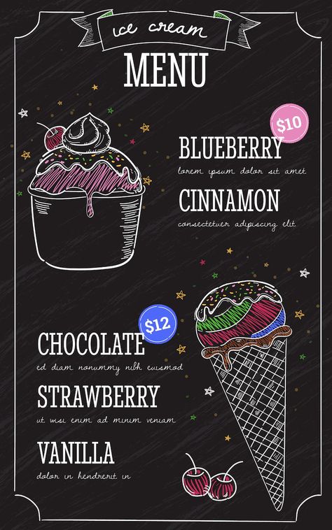 Whiteboard Design, Blackboard Menu, Draw Ice Cream, Bloxburg Town, Ice Cream Menu, Cafe Ideas, Menu Board, Ice Cream Shop, Chalkboard Art