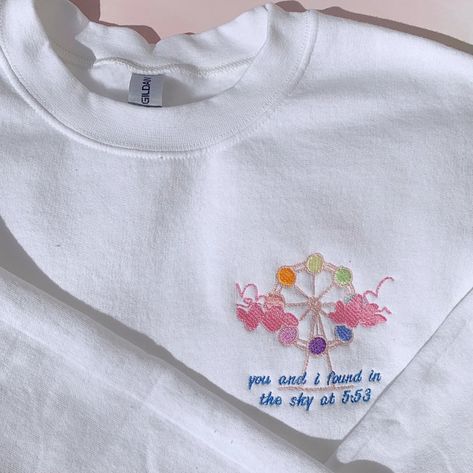 TXT Blue Hour Inspired Sweatshirt - Etsy Txt Blue Hour, Txt Kpop, White Crewneck, Star Sweater, Blue Hour, Gifts For My Wife, Cute Sweatshirts, Gifts For My Boyfriend, Embroidered Hoodie