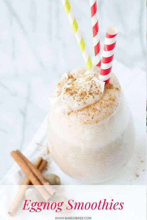 Eggnog Smoothies - You can stay on track even during the holiays. Eggnog Smoothie, Healthy Eggnog, Sugar Cookie Glaze, Baked Bree Recipe, Kid Friendly Smoothies, Christmas Smoothies, Chocolate Rolls, Christmas Morning Recipes, Make Ahead Smoothies