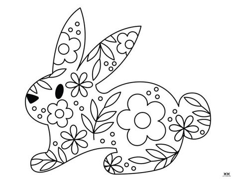 Easter Coloring Pages Printable Free, Spring Coloring Pages Free Printable, Home Coloring Pages, Easter Templates Printables, Easter Embroidery Patterns, Bunny Coloring, Printable Flower Coloring Pages, Illustration For Kids, Easter Coloring Book