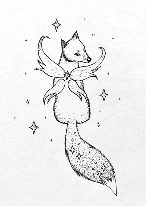 Fairycore fairy fox drawing dainty tumblr alternative wolf fairy tattoo design Fox Fairy Tattoo, Celestial Animal Tattoo, Spark Tattoo, Tattoo Ticket, Fox Fairy, Fox Tattoo Design, Tattoos Inspo, Great Poems, Tattoo Templates