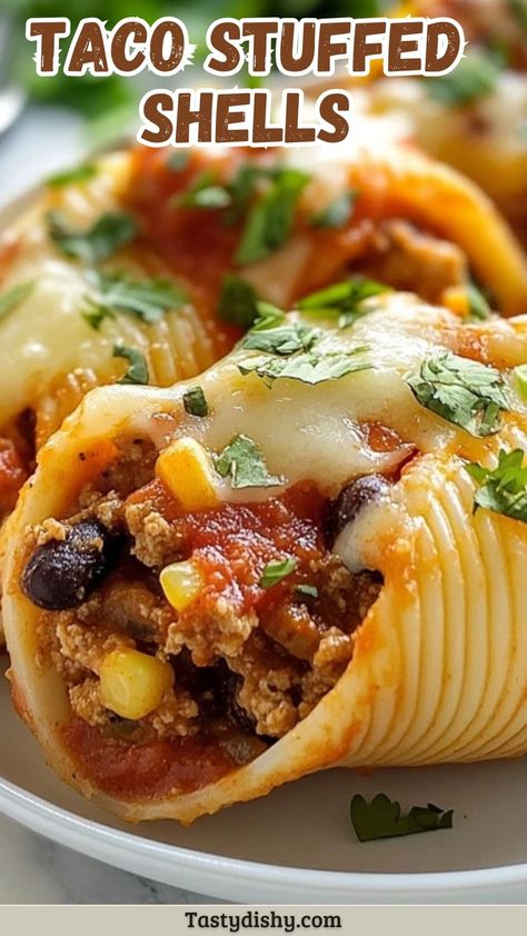 Taco Stuffed Shells Soft Shell Tacos Recipe Ground Beef, Taco Stuffed Shells Recipe, Mexican Stuffed Shells, Taco Recipes Ground Beef, Healthy Holiday Treats, Seasoned Ground Beef, Homemade Spice Mix, Red Meat Recipes, Pumpkin Spice Muffins