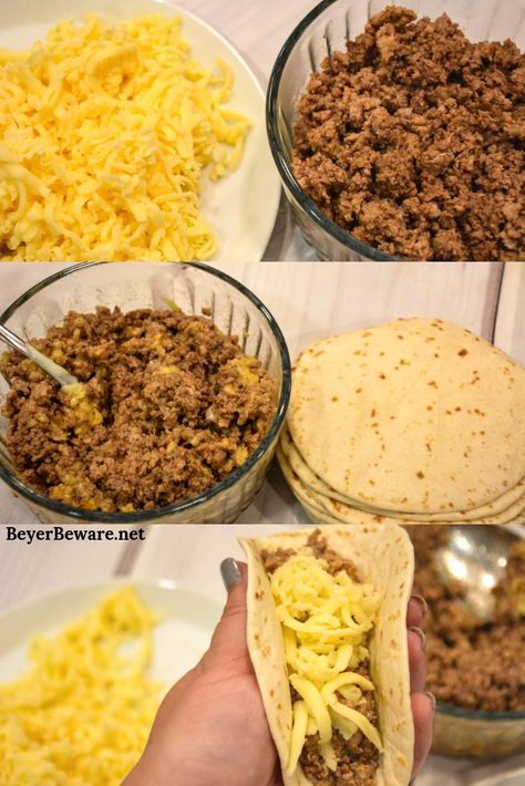 Ninja Foodi Air Fryer Mini Beef Tacos are an easy cheesy fried taco recipe perfect for meals or appetizers made without the mess of frying in an air fryer. Mini Beef Tacos, Mini Tacos Recipe, Beef Burrito Recipe, Ground Beef Quesadillas, Braised Steak, Ninja Cooking System Recipes, Homemade Taco Seasoning Recipe, Tortilla Shells, Mini Tacos