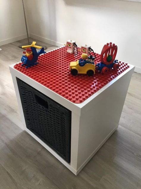 LEGO Duplo play and store box Duplo Storage, Lego Duplo Table, Duplo Table, Lego Play Table, Etagere Kallax Ikea, Toddler Play Table, Lego Storage Boxes, Hackers Ikea, Ikea Kallax Shelf