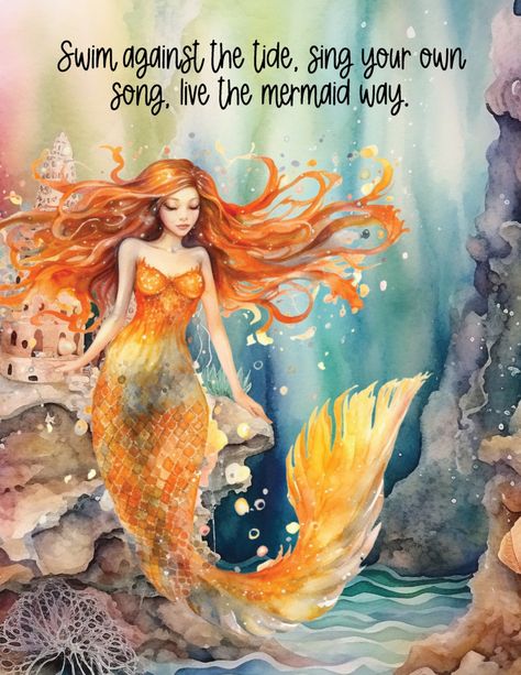 Mermaid Inspirational Wall Art - Free Printables Little Mermaid Quotes, Free Printable Mermaid, Remember To Live, Mermaid Quotes, Mermaid Poster, Mermaid Photography, Cute Backgrounds For Iphone, Mermaid Artwork, Mermaid Crafts