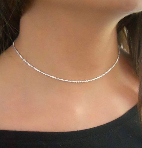 Minimalist Necklace Silver, Delicate Silver Necklace, Simple Choker, Silver Rope Chain, Clean Sterling Silver, Sterling Silver Choker, Cuban Link Chain Necklaces, Silver Choker Necklace, Detailed Necklace