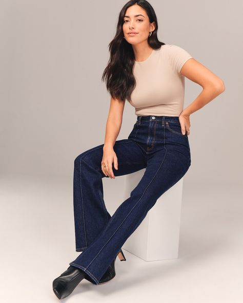 Women's Curve Love High Rise Vintage Flare Jean | Women's New Arrivals | Abercrombie.com | Abercrombie & Fitch (US) Vintage Flare Jeans, Curve Jeans, Vintage Flare, Women's Bottoms, Curvy Women Jeans, Curvy Jeans, Abercrombie And Fitch, American Apparel, Teen Fashion