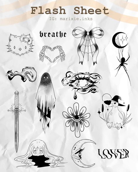 Halloween Flash sheet 🎃👻 im finally getting to finishing all my flash sheets sitting in my files 😂 bare with me there’s more to come! Book your next tattoo with me while spots last! Booking availability in my IG highlights. Inquire via DM or the booking inquiry link in my bio #tinytattoo #tattoo #tattooflash #customtattoo #tattoogirl #ink #tattooartist #tattooart #tattooflash #tattoolife #tattoos #tattoostyle #tattoos #fineline #finelinetattoo #finelinetattoos #dallas#addison #dallasfort... Halloween Flash Sheet, Halloween Flash, Flash Sheets, Ig Highlights, Flash Sheet, Next Tattoo, Fine Line Tattoos, Custom Tattoo, More To Come