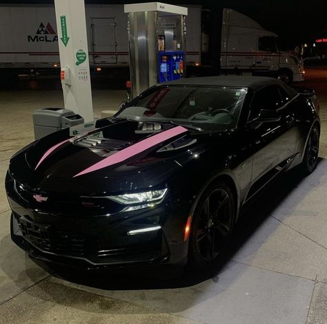 Pink Hellcat, Pink Camaro, Prom Car, Black Camaro, Race Night, Matte Black Cars, Black Charger, Black Cars, Camaro Car