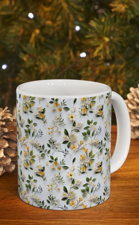 Floral Mug Ceramic Tea Mug, 3D Decorated Mug Flowers Design, Vibrant Colors Perfect Gift for Nature Lovers, Coffee or tea drinkers Tazas Aesthetic, Coffee Mug Aesthetic, Mug Aesthetic, Beautiful Mugs, Vintage Crockery, Floral Mug, Tea Drinkers, Flowers Design, Mug Ceramic