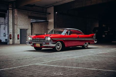 1958 Plymouth Fury "Christine" Plymouth Fury 1958 Christine, Christine Car, 1958 Plymouth Fury, Car Movie, 50s Cars, Plymouth Belvedere, Movie Cars, Scary Stuff, Plymouth Fury