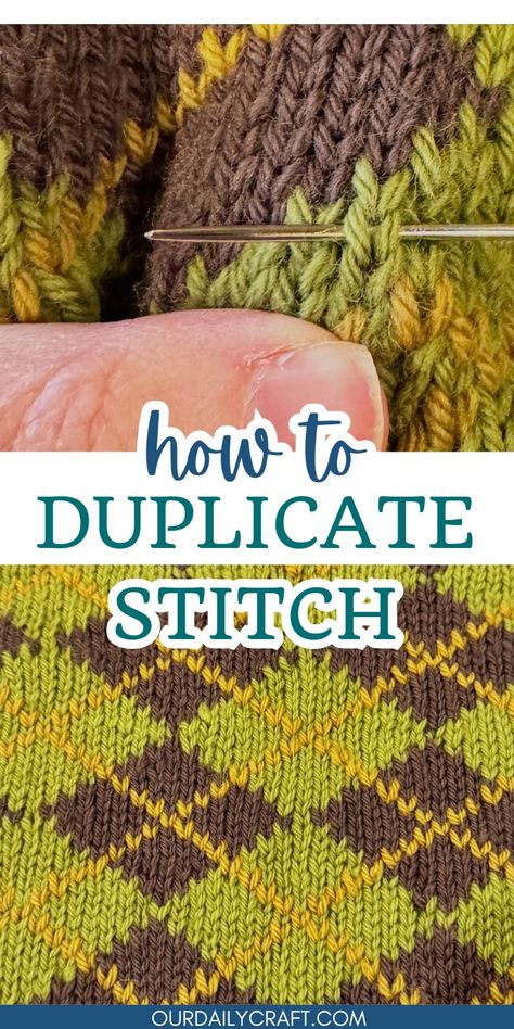 Duplicate Knit Stitch, Knit Duplicate Stitch, Duplicate Stitch Patterns Charts, Duplicate Stitch Patterns, Daily Crafts, Colorwork Knitting, Embroidery Stitches Tutorial, Knitting Instructions, Knit Stitch