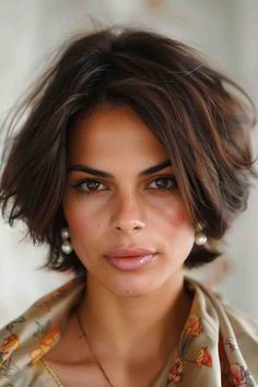 Face Frame Bob Haircut, Short Sophisticated Hairstyles, Face Framing Bob, Layered Curly Haircuts, Hair Cuts Medium, Ideal Face, Elegant Face, Short Shaggy Haircuts, Graduated Bob